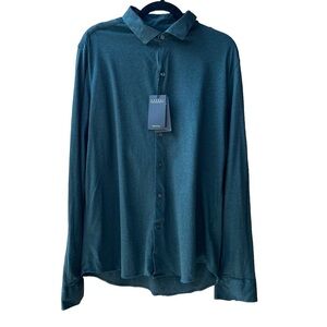 Robert Barakett Novak Long Sleeve Button Down in Night Teal NWT Size XL
